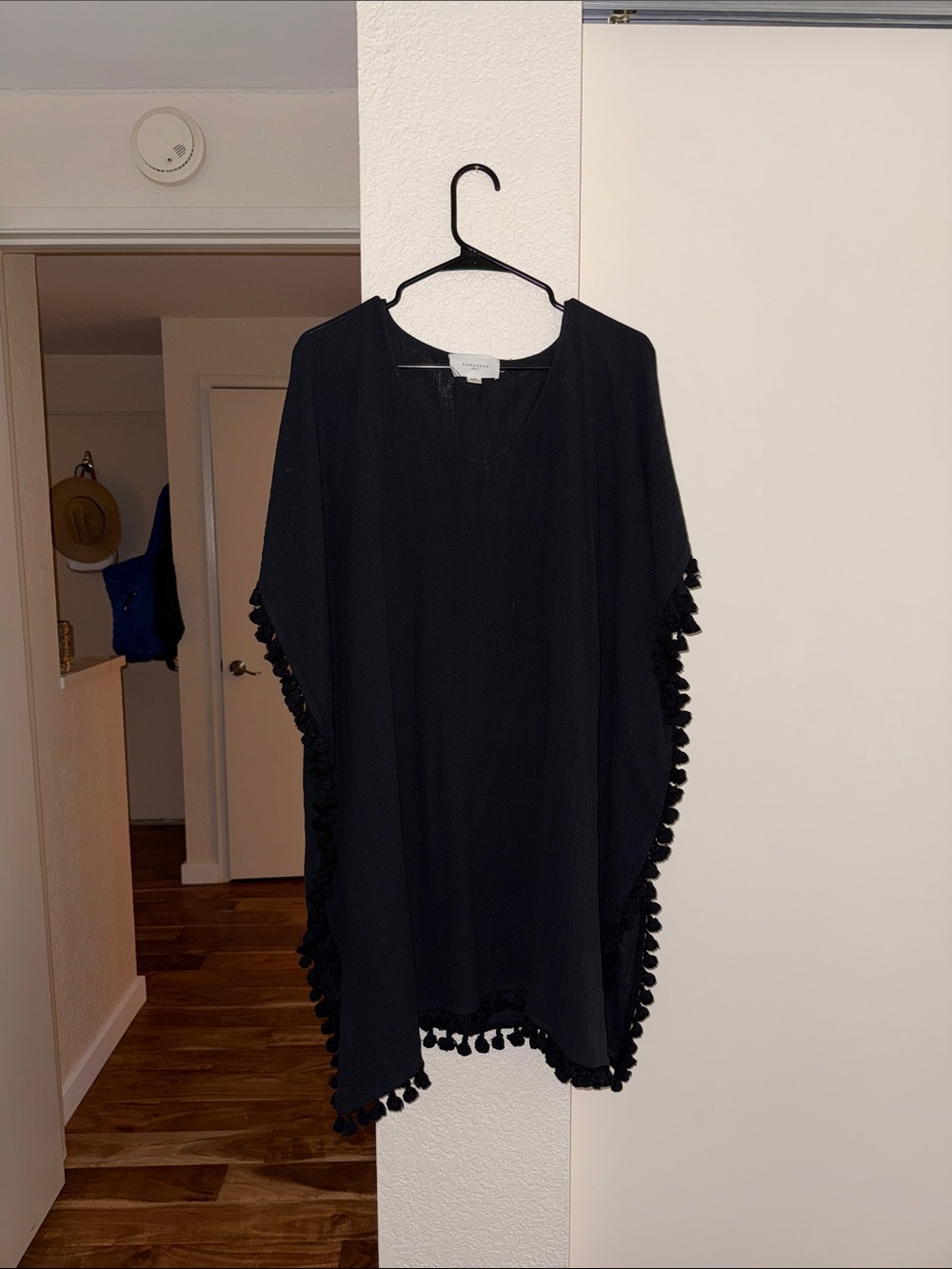 Pomander Place Black V-Neck Pom Pom Trim Cover-Up